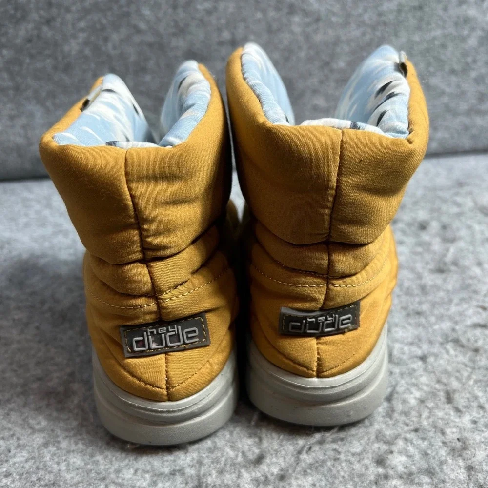 Hey Dude Kids Denny Puffer Boots Mustard Yellow Quilted Ankle Snow Boots Size 13